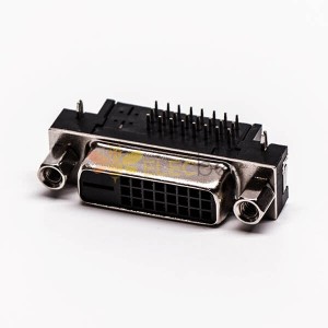 DVI D Connector 24+1 Nut Female Right Angled Though Hole