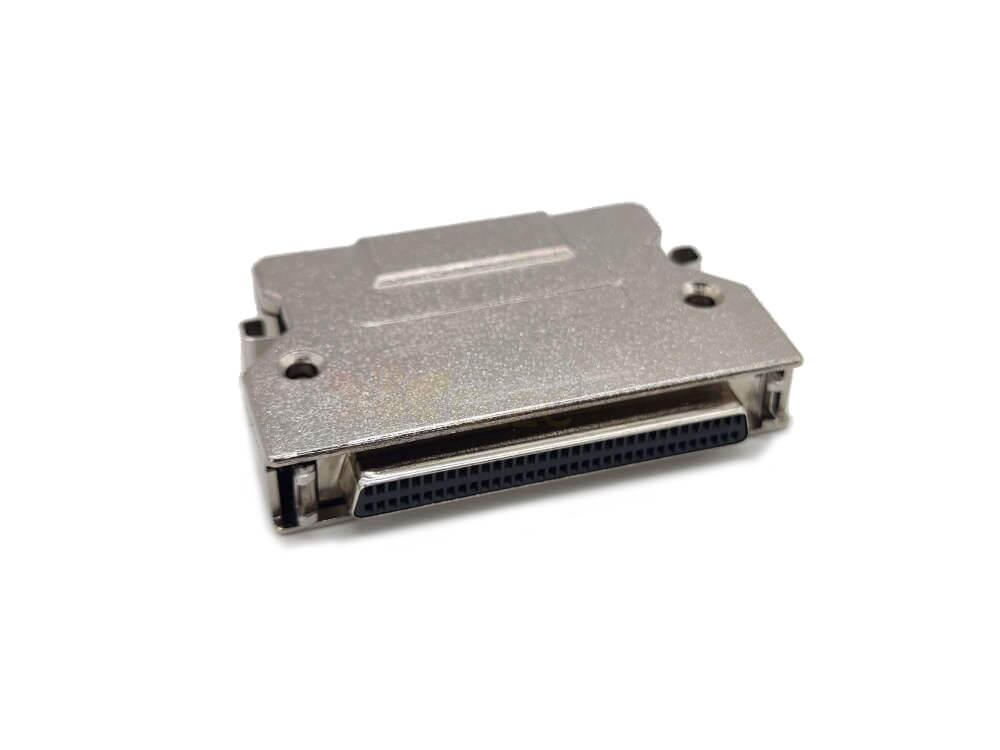 SCSI 68 针 1.27mm间距 HPDB 型内螺纹连接器卡钩按键式金属外壳 刺破式接线