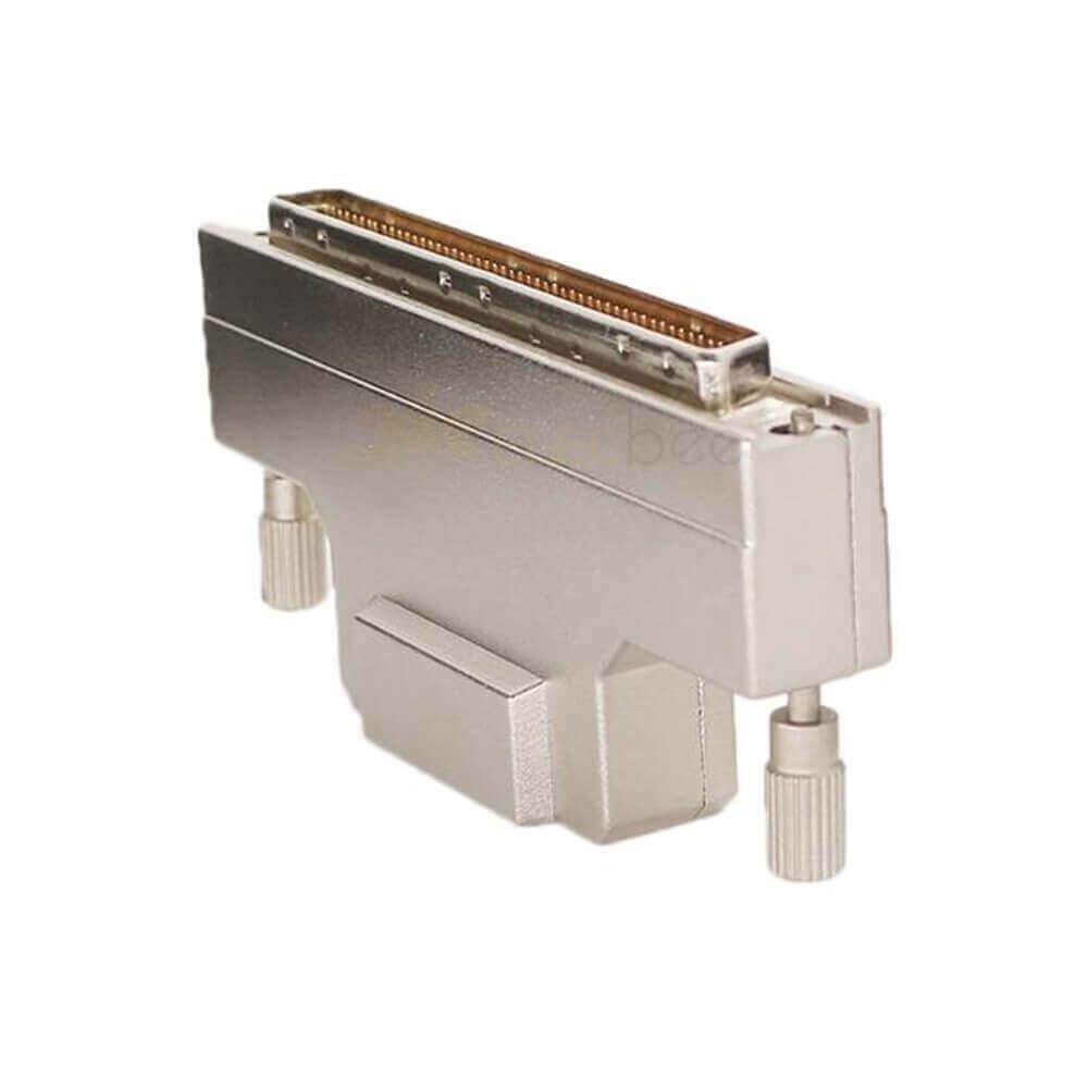 Conector macho SCSI-2 HPDB 100 pinos tipo solda reta trava de parafuso com invólucro de metal