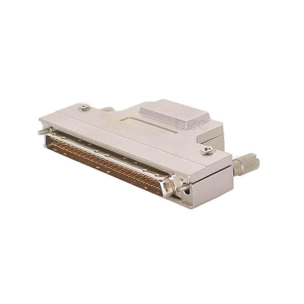 SCSI-2 HPDB 100Pin Male Connector Straight Soldering Type Screw Locks With Metal Shell