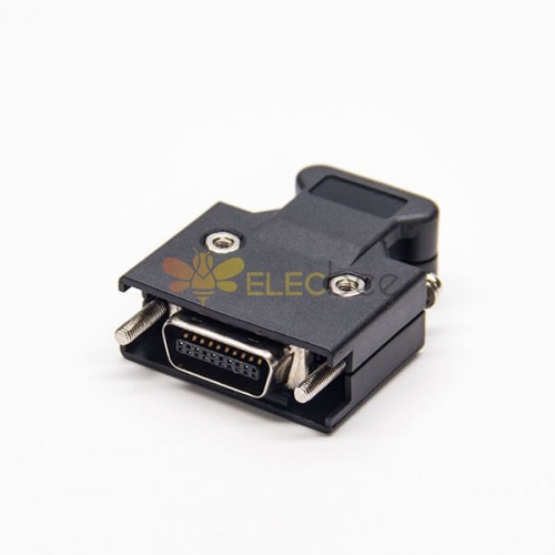 SCSI 20 Pin Male Black Plastic Shell Screw Type Solder