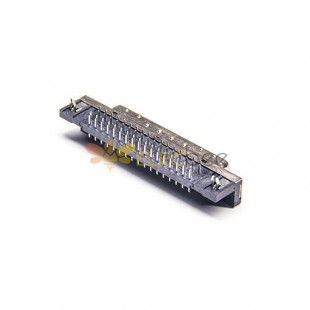 SCSI HPDB型母头68芯弯式连接器插孔式PCB板安装