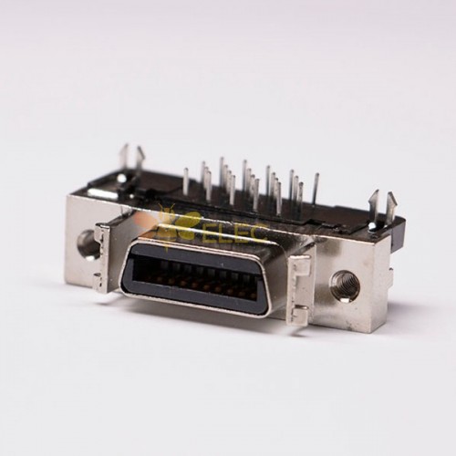 SCSI Conector 20 Pin Right Angle Feminino Harpoon Através do buraco para PCB Mount