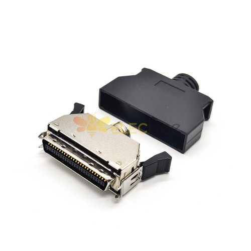 SCSI-Stecker 50 Pin 180 Grad schwarz Druckknopf Löten Typ für Kabel