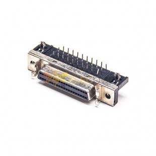 Tipos de conector SCSI HPDB 40 PIN Feminino em ângulo através do buraco para a montagem PCB