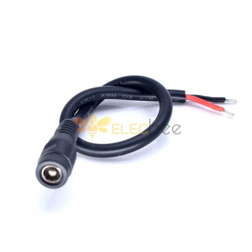 DC5.5*2.1mm DC Power Cable 0.75mm2 Single End Cable 25cm DC5.5*2.1mm Female Connector