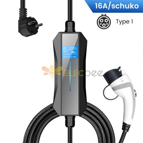 Зарядное устройство для электромобилей типа 1 SAE j1772 Plug Портативное зарядное устройство для электромобилей 16A с вилкой Schuko