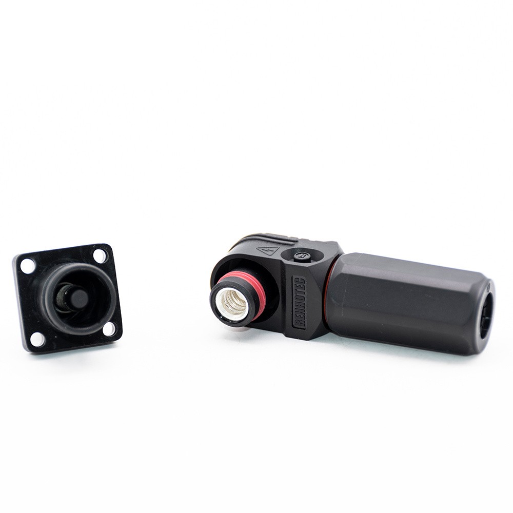 200A 储能电池连接器 Surlok 插头公头直角 8mm 50mm2 IP67 黑色