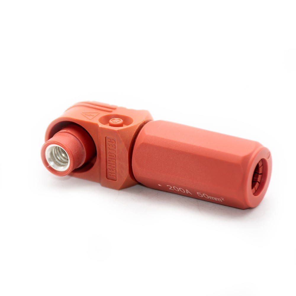 IP67 Enerji Pil Depolama Konektörü Surlok Fiş Erkek Dik Açı 200A 8mm 50mm2 Kırmızı