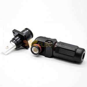 儲能高壓連接器公母插座插頭對接單芯12mm黑色350A塑料防水IP67銅牌連接