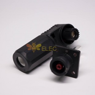 High Current Waterproof Connector 8mm Black 150A Busbar Lug Right Angle Plug and Socket