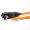 High Current Waterproof Connector Female IP67 120A 8mm 1 Pin Plastic black Cable Right Angle Plug 30 cm 25mm2