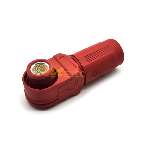 High Current Waterproof Connector Female IP67 400A 120mm² 14mm 1 Pin Plastic Red Cable Right Angle Plug