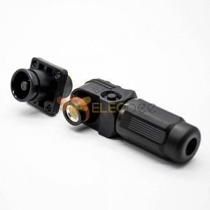 High Current Waterproof Connector Right Angle Plug and Socket IP65 120A Busbar Lug 8mm Black Plastic