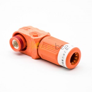 High Voltage Battery Connector Female 8mm Right Angle Plug 200A IP65 1 Pin Cable Plastic Orange