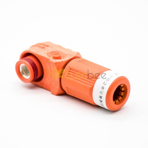 高壓大電流連接器8mm彎式插頭IP67單芯塑料200A接線橙色