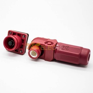 大电流防水连接器IP67红色公母直弯对接插头插座200A单芯12mm塑料铜牌连接