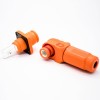 電池儲能連接器橙色塑膠250A單芯12mm防水IP67公母插​​座插頭直彎對接高壓