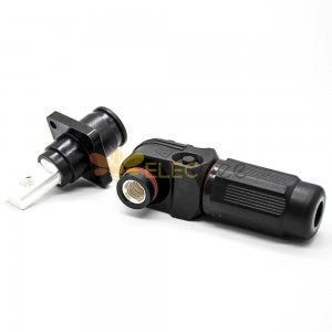 儲能電池連接器6mm黑色IP65 60A帶孔銅牌彎式插頭和插座