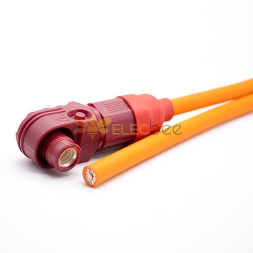 Разъем Surlok Штекер IP67 12 мм 1-контактный 350A Пластиковый красный кабель под прямым углом 95 мм2 с кабелем 30 см
