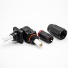 Waterproof High Current Battery Connectors Right Angle Plug and Socket 6mm Black IP65 120A Busbar Lug Plug+Socket