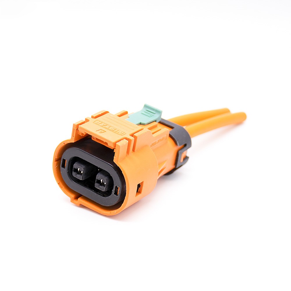 2 Pin HVIL Spina ad alta tensione Connettore di blocco 23A 2.8mm Cavo in plastica diritto IP67 4mm2