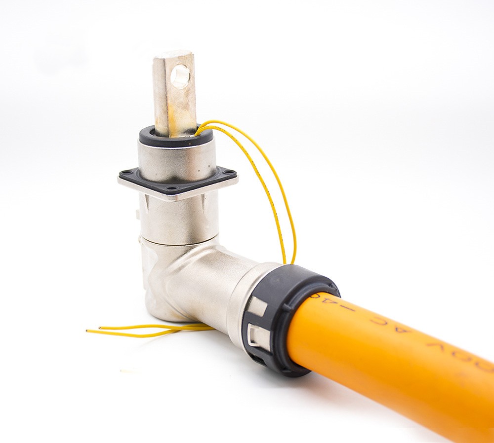 500 A HVIL-Kabel, 1 Pin, 14 mm, rechtwinkliger Metallstecker, 150 mm², Leitungslänge 0,5 m