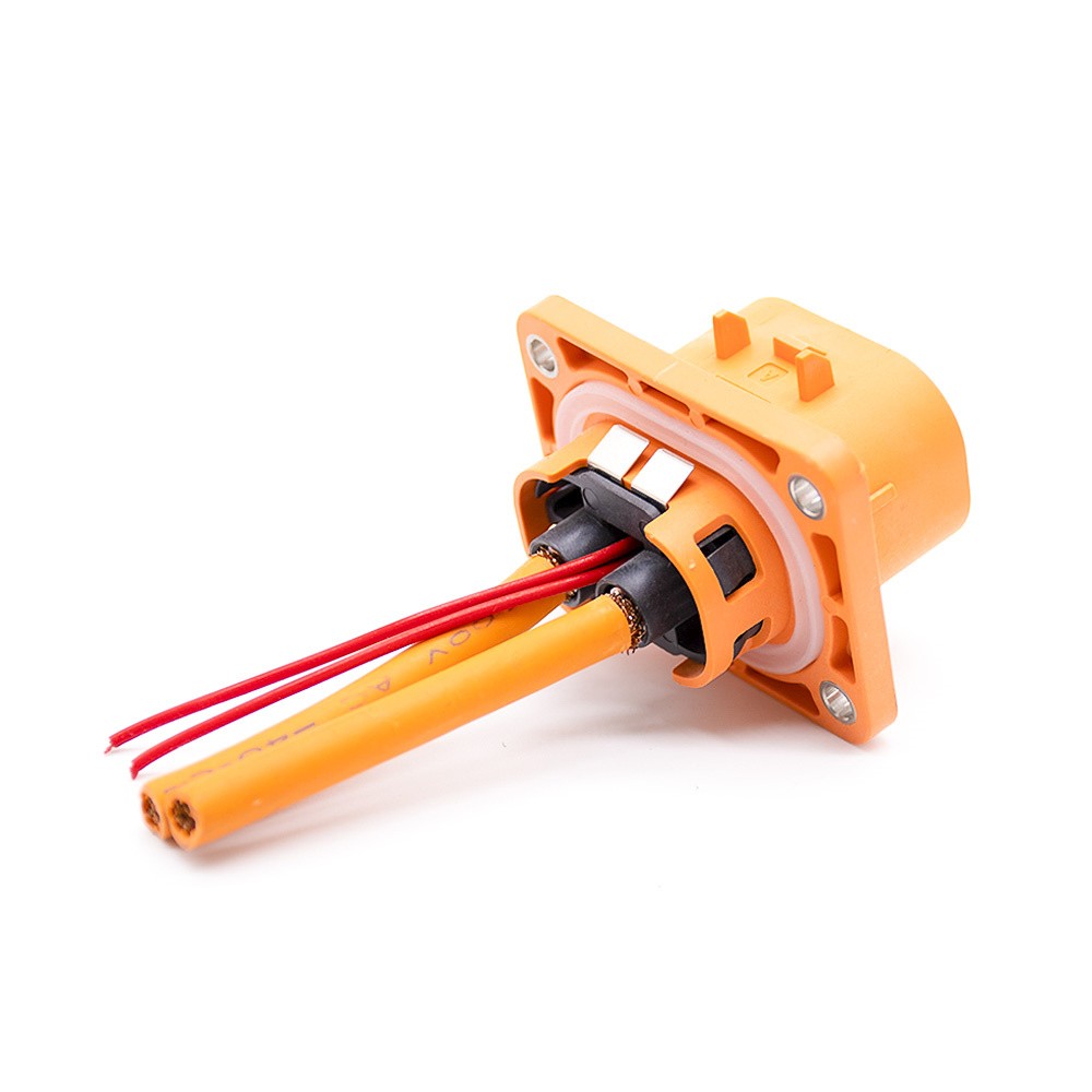 高壓連接器 2 針直式塑料 HVIL 插座 3.6mm 50A 用於電纜 0.1M