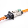 高壓聯鎖連接器 2 針 3.6mm 35A 直式金屬 HVSL 插座 IP67 適用於電纜 0.1m