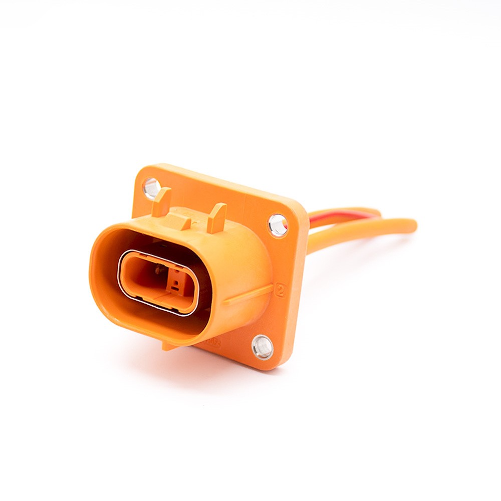HVIL-Anschlusskabel, 2-polig, orange, 23 A, wasserdichte Kunststoffbuchse, gerade, 2,8 mm, 4 mm²