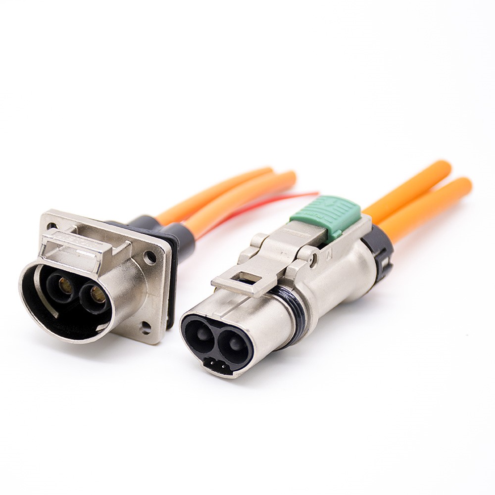 HVIL High Voltage Safety Lock Connector 2 Pin Straight Metal Plug 35A For Cable 3.6mm 6mm2