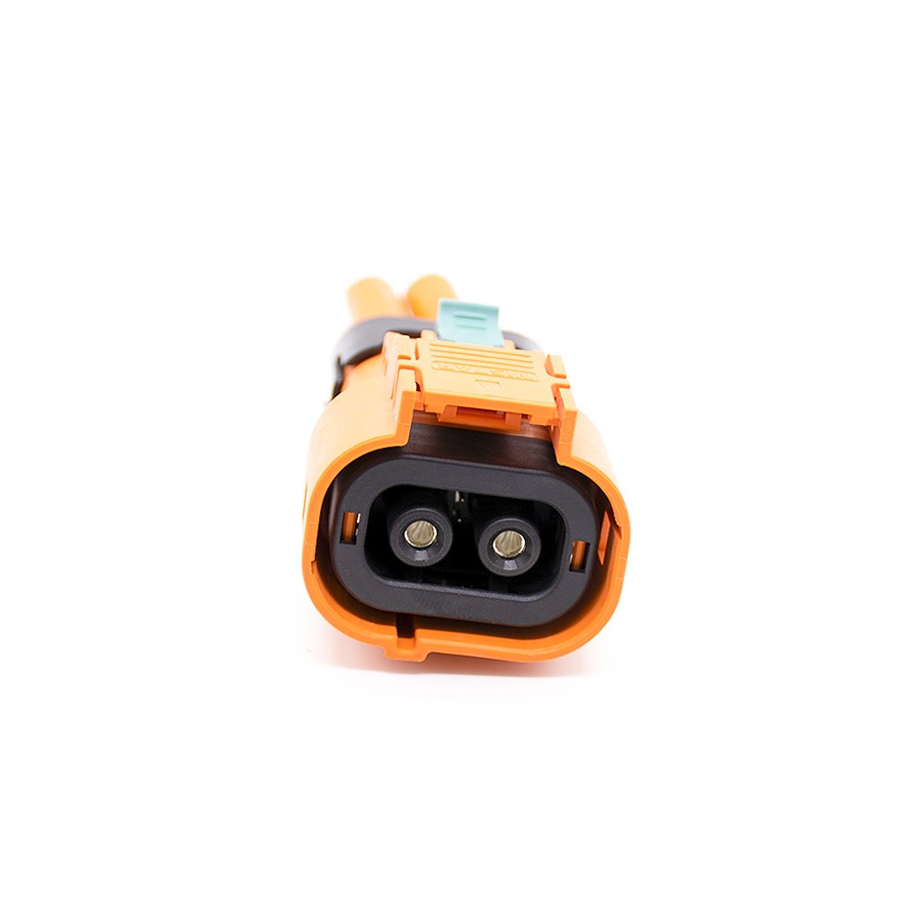 HVSL Connector Straight 3.6mm 50A 2 Pin Plastic Orange High Voltage Interlock Plug with Cable 0.1m