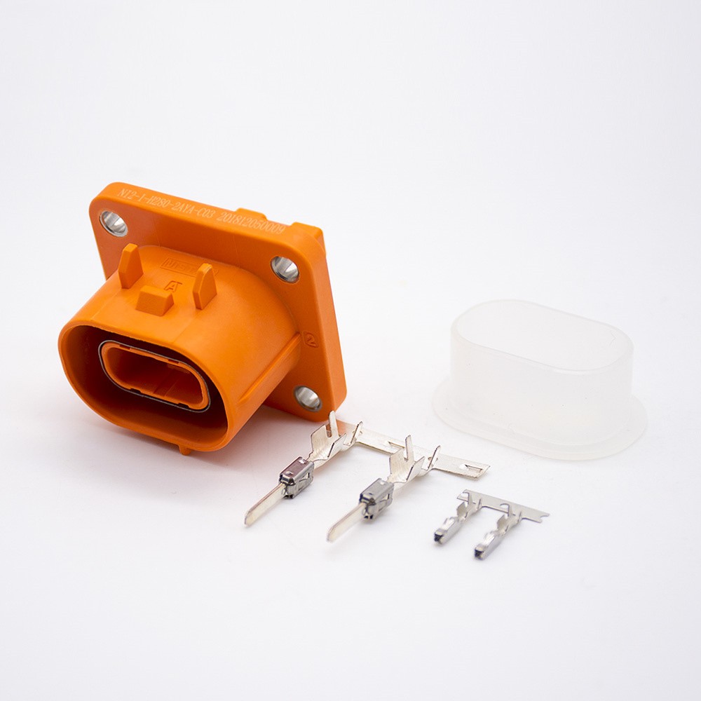 2-poliger 2,8-mm-HVIL-Stecker, Hochspannungsverriegelung, 16 A, gerade Buchse, Kunststoffgehäuse, A-Schlüssel