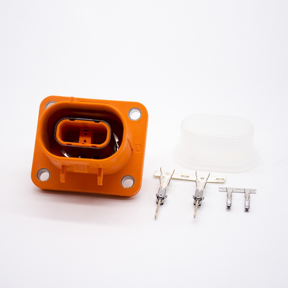 2 핀 2.8mm HVIL 커넥터 고전압 인터록 16A 스트레이트 소켓 플라스틱 쉘 A 키