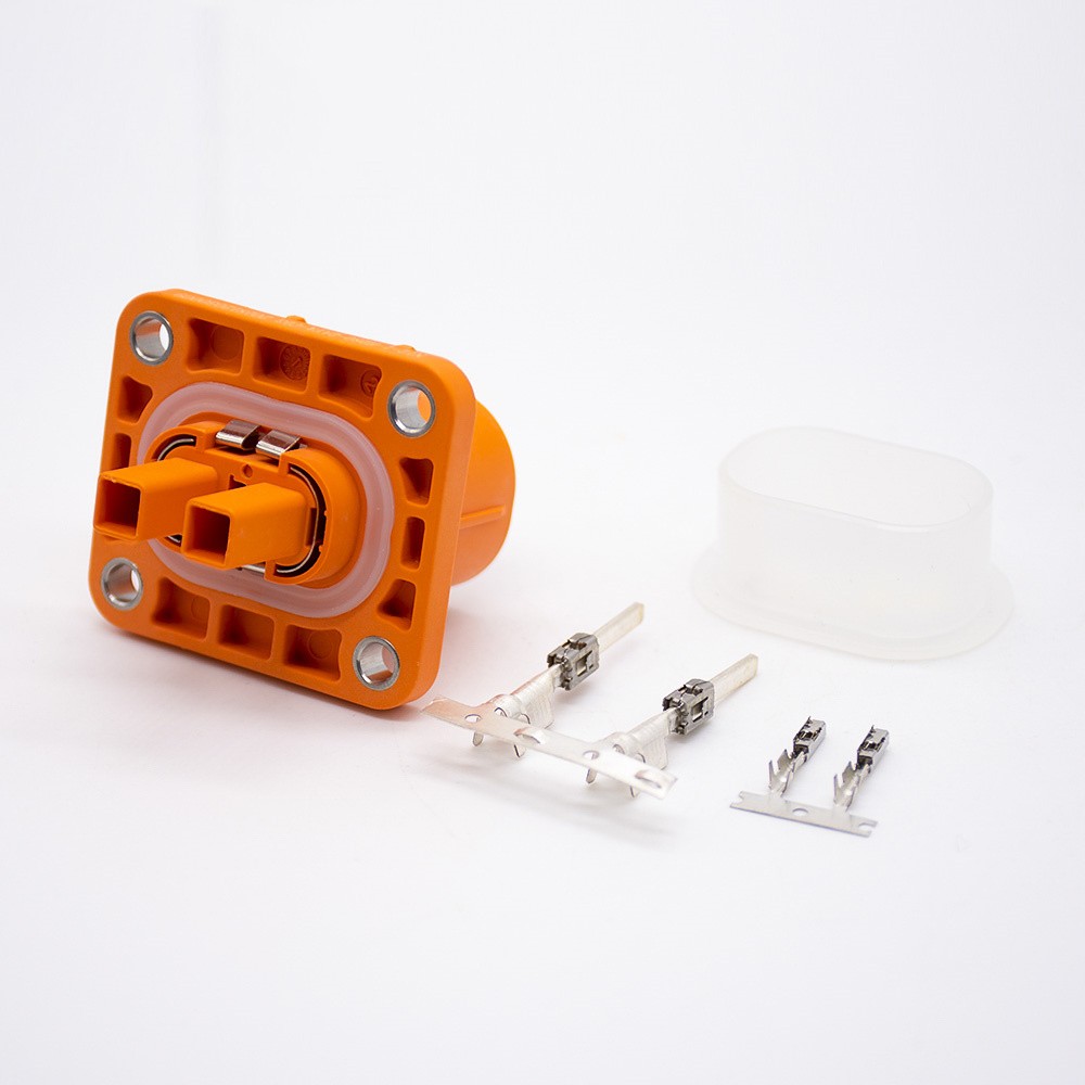 Conector HVIL de 2 pinos 2,8 mm Intertravamento de alta tensão 16A Soquete reto Revestimento de plástico Uma chave