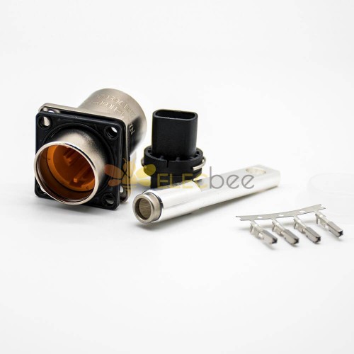 High Voltage Interlock Connector 125A 6mm φ6.5 Through Holes 1 Pin A Code Straight Metal Socket