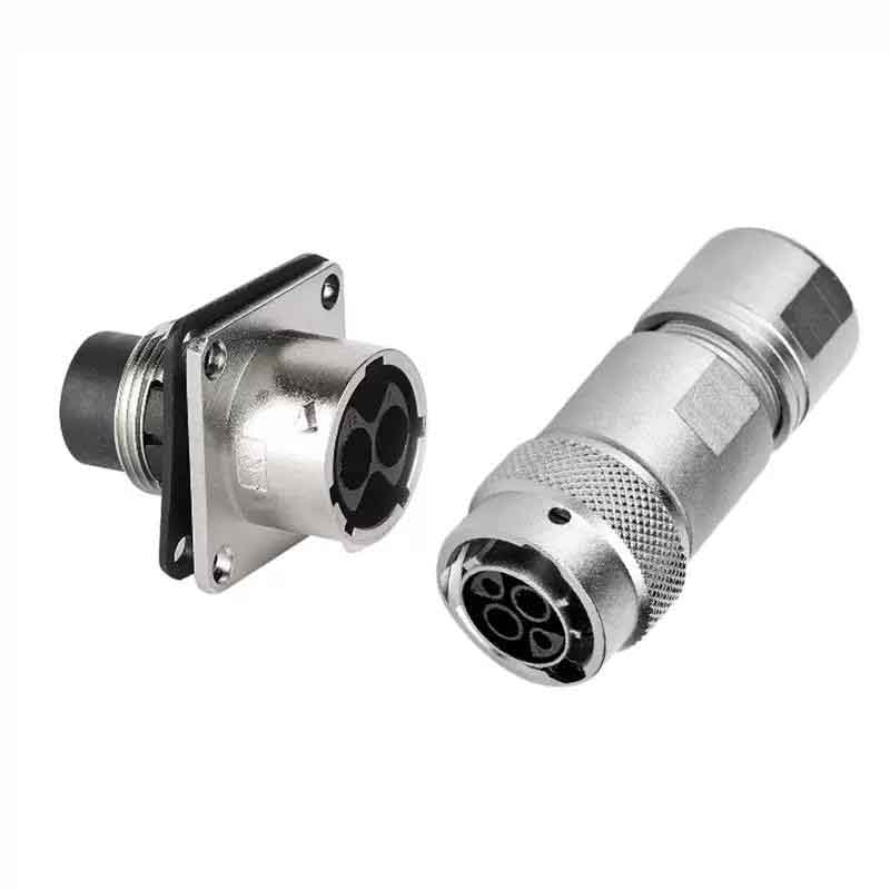 2Pin New Energy Vehicle Connector Crimp Terminal Straight Metal Hood Plug Socket with 2 Male and 2 Female Terminals