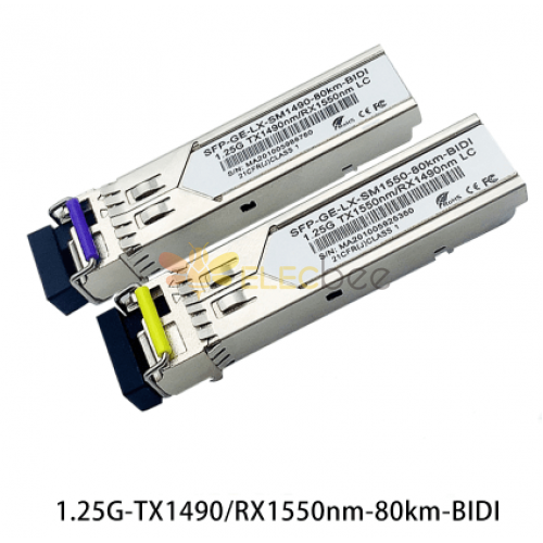 Interface LC do transceptor de fibra 10G SFP+ BIDI SMF TX1490/RX1550 80KM DDM