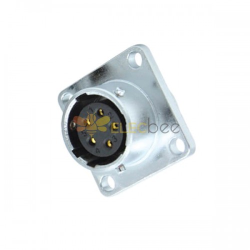 5 Pin Aviation Connector RA20 Square 4Hole Flange Industry Watertight Female Socket 5 Pin Aviation Connector RA20 Square 4Hole F