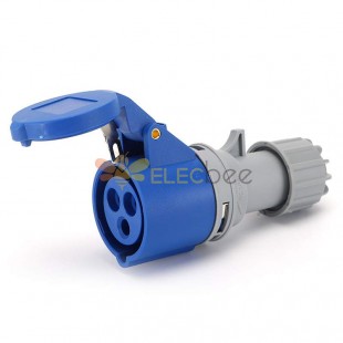 Waterproof Industrial Connector Socket 3Pin 32A 250V 2P+E IP44