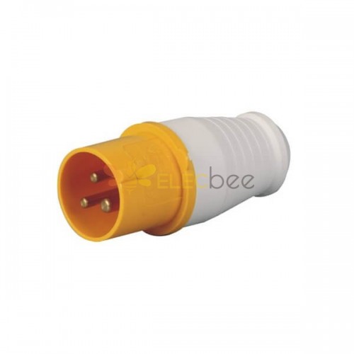 工业连接器插头IEC60309 32A 3芯黄色2相IP44防水