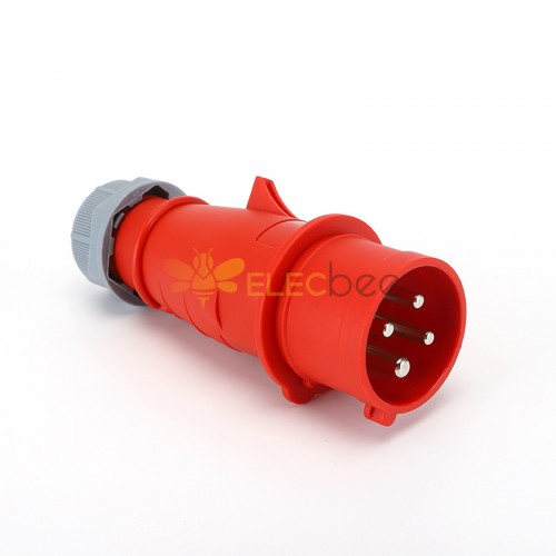 Waterproof Industrial Connector Plug 4Pin 32A 380-415V 3P+E IP44