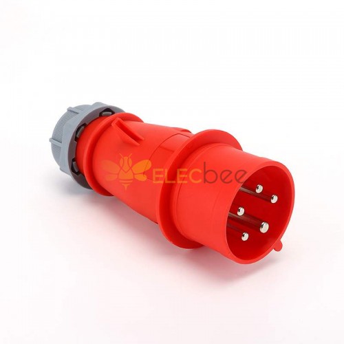 Waterproof Industrial Connector Plug 5Pin 32A 380-415V 3P+E+N IP44
