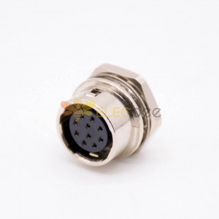 Elecbee Connector HR10 Female Receptacle 10 Pin Straight PCB Through Hole Back Mount Circular Push-Pull Connector