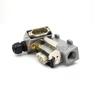 Electrical Heavy Duty Connectors H10A 7Pin Male Without Contacts Male Butt-Joint Female Surface Mounting PG16