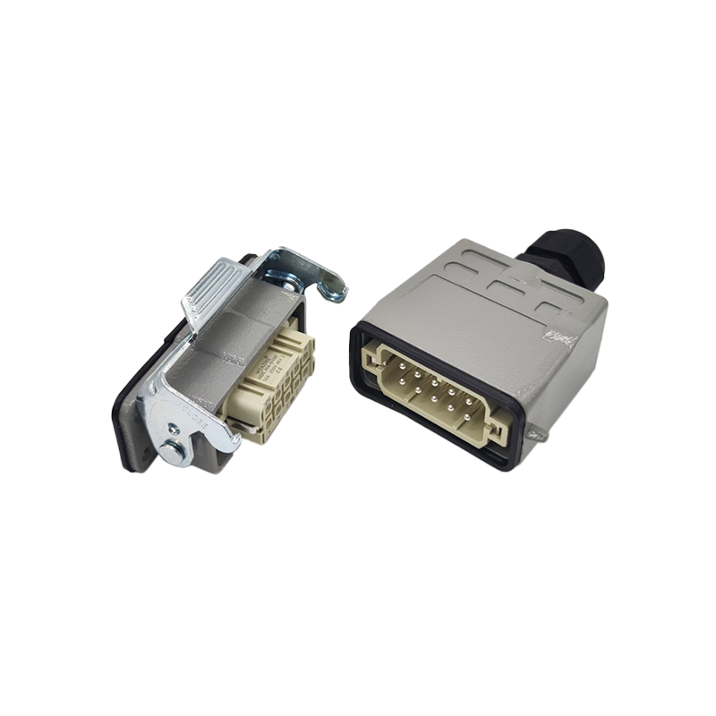 Heavy Duty Industrial Connector H10A M25 Male Butt-Joint Female 10Pin Silver Plating Bulkhead Mounting