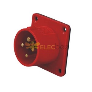 CEE Industrial Panel Mount Pin Receptacle 32A 4pin 380V-415V 50/60Hz 4P 6h IP44