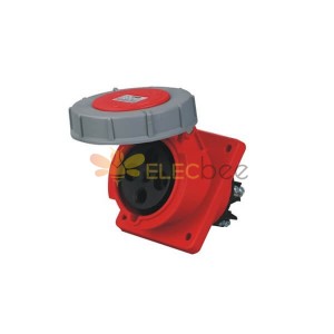 125A 4pin IEC60309 IP67 CEE Industrial Panel Mount Receptacle Angle Type