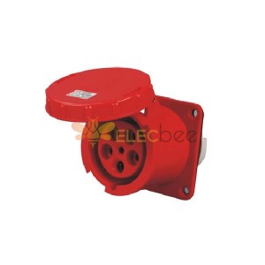 125A 5pin IEC60309 6h 3P-N-E IP67 CEE Industrial Panel Mount Receptacle Straight Type