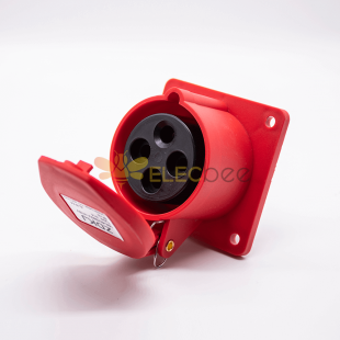 Industrial Connector Socket 4P 16A 380V-415V 3P+E 6h IP44 Sraight Type Panel Mount